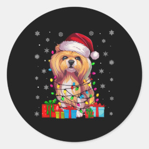 Adesivo Cachorro Feio Xmas Luz Santa Hat Lhasa Apso Cachri