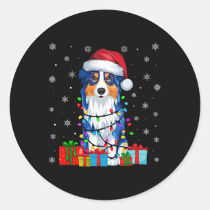 Adesivo Cachorro Feio Xmas Luz Santa Hat Pastor Australian