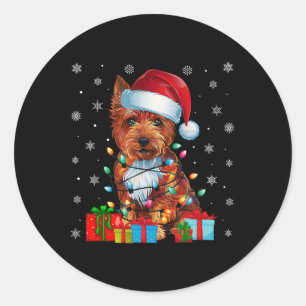 Adesivo Cachorro Feio Xmas Luzes Santa Hat Cairn Terrier C