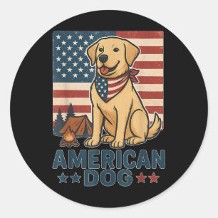 Adesivo Cachorro Fofo Americano Cachorro Patriótico Bandei