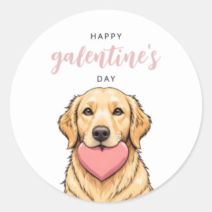Adesivo Cachorro Fofo com Coração Rosa Galentine's Day Dia