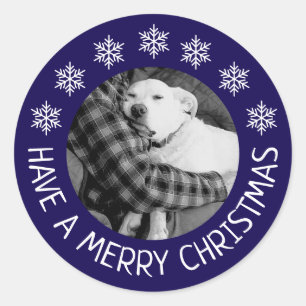 Adesivo Cachorro Fofo com Foto do Papai Natal Azul