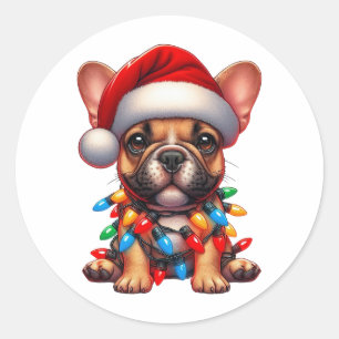 Adesivo Cachorro francês de Natal bonito