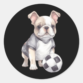 Adesivo Cachorro francês fofo jogador de futebol