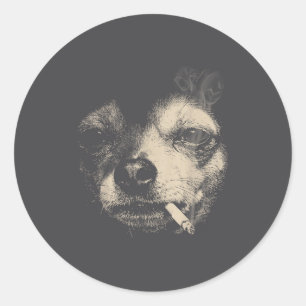 Adesivo Cachorro fumando cigarro meme engraçado de Chihuah