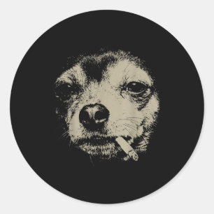 Adesivo Cachorro fumando cigarro meme engraçado de Chihuah