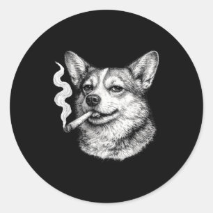 Adesivo Cachorro fumando cigarro piada meme corgi dia dos