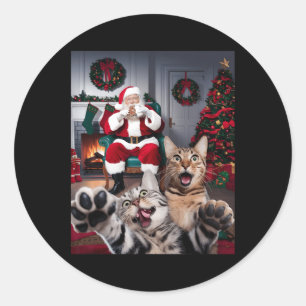 Adesivo Cachorro Gato Engraçado De Natal Selfie Com Papai 