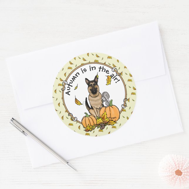 Adesivo Cachorro German shepherd Queda (bronzeado preto) (Envelope)