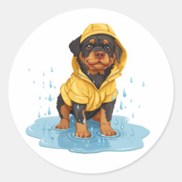 Adesivo Cachorro giratório Vestindo capa de chuva