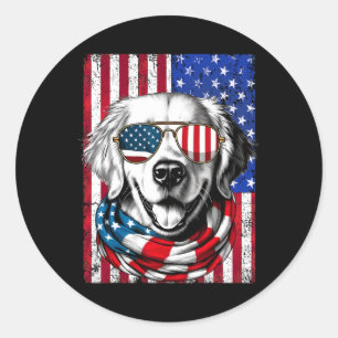 Adesivo Cachorro Golden Retriever de 4 de Julho Bandeira A