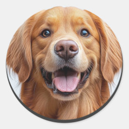 Adesivo Cachorro Golden Retriever Feliz Sorridente