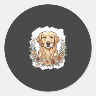 Adesivo Cachorro Golden Retriever Floral Sublimação
