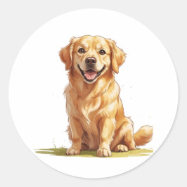 Adesivo Cachorro Golden Retriever Fofo na Grama