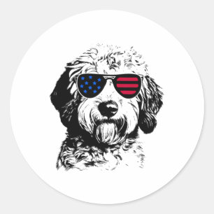 Adesivo Cachorro Goldendoodle 4 de Julho Bandeira América