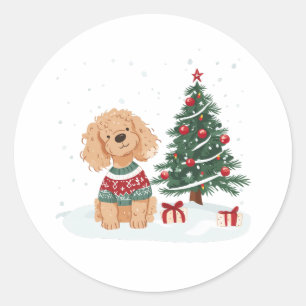 Adesivo Cachorro Goldendoodle de Natal