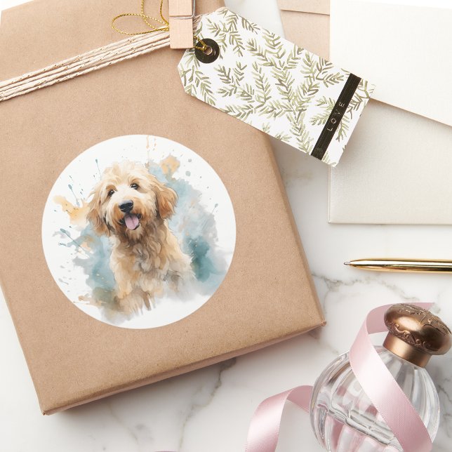 Adesivo Cachorro Goldendoodle Fofo Simples Moderno Elegant (Criador carregado)