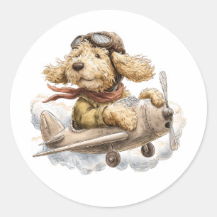 Adesivo Cachorro Goldendoodle Piloto Avião