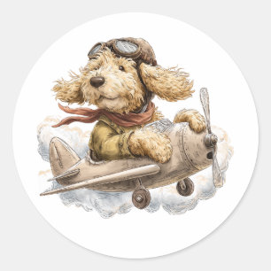 Adesivo Cachorro Goldendoodle Piloto Avião