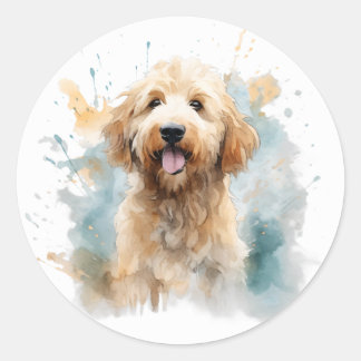 Adesivo Cachorro Goldendoodle Simples Fofo Aquarela Modern