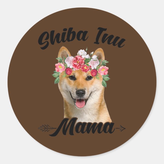 Adesivo Cachorro Gráfico da Flor Shiba Inu (Frente)