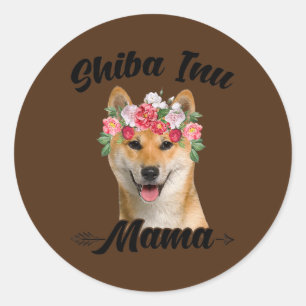 Adesivo Cachorro Gráfico da Flor Shiba Inu