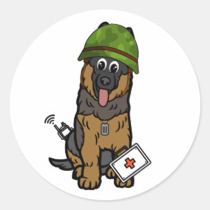 Adesivo Cachorro-Guarda Vestindo capacete do exército