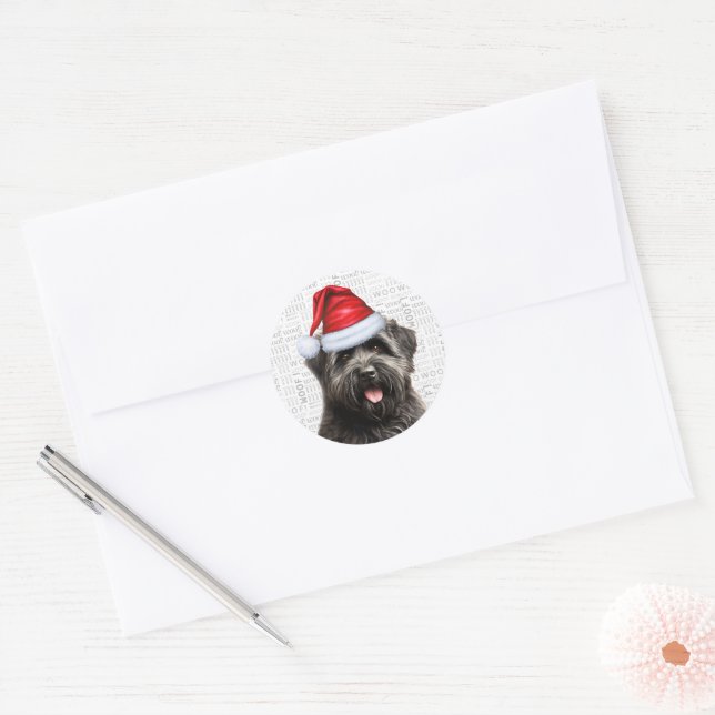 Adesivo Cachorro Holiday Bouvier des Flandres em Santa Hat (Envelope)