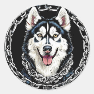 Adesivo Cachorro Husky Majestoso com Cores Ousadas