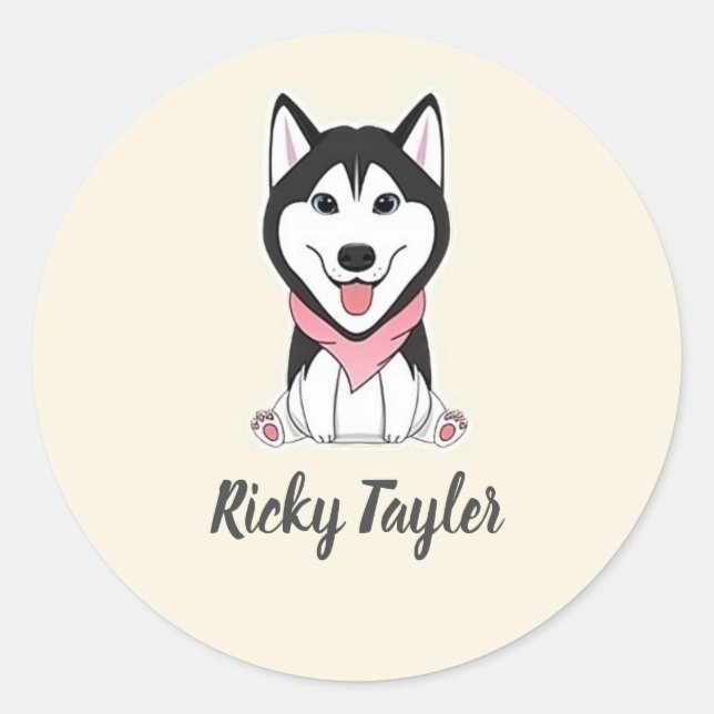 Adesivo Cachorro husky preto e branco fofo (Frente)