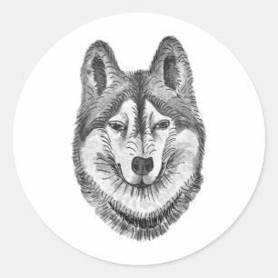 Adesivo Cachorro Husky Siberiano Preto e Branco com Tinta 