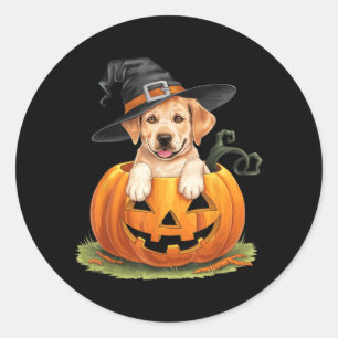 Adesivo Cachorro Labrador Amarelo Halloween Abóbora