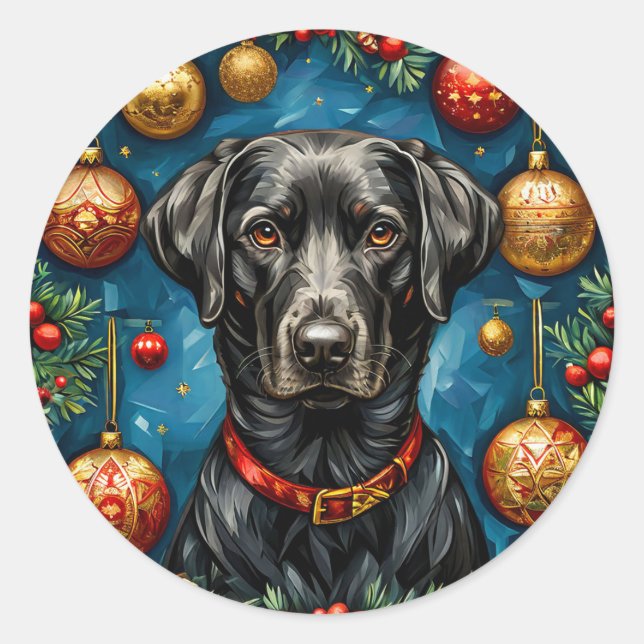 Adesivo Cachorro labrador de Natal (Frente)