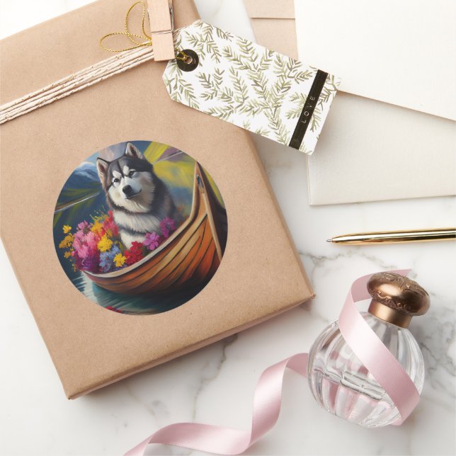 Adesivo Cachorro Malamute no Paddle: Uma Aventura Cênica (Presentear)