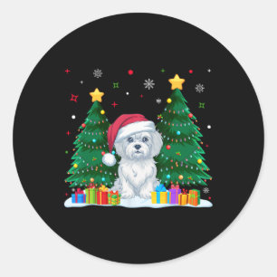 Adesivo Cachorro Maltês Abraça Santa Hat Suor De Natal Fei