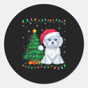 Adesivo Cachorro Maltês Chapéu de Papai Noel Homens Mulher