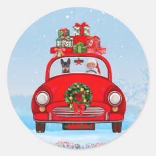 Adesivo Cachorro Miniatura No Carro Com Papai Noel