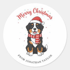 Adesivo Cachorro Montanha Bernesa Feliz Natal Doodle