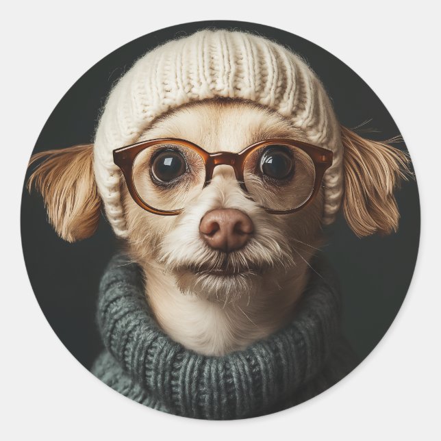 Adesivo Cachorro-na moda com roupa confortável (Frente)