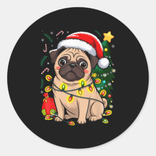 Adesivo Cachorro Natal Clause Pug Puppy X mas