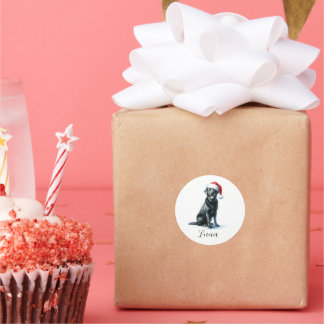 Adesivo Cachorro negro de Natal Labrador no palito Santa H