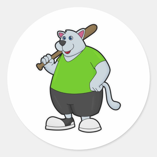 Adesivo Cachorro no Baseball com bastão de beisebol (Frente)