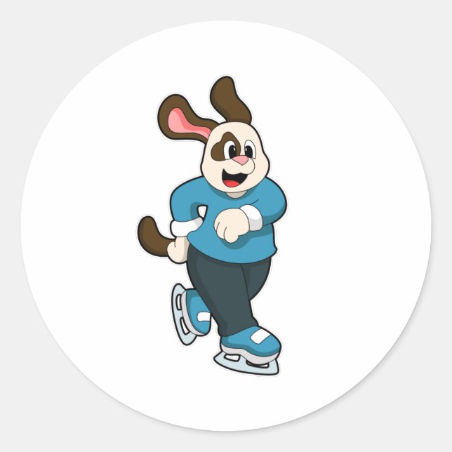 Adesivo Cachorro no gelo com skates de gelo (Frente)