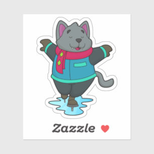 Adesivo Cachorro no gelo com skates de gelo e escarpa