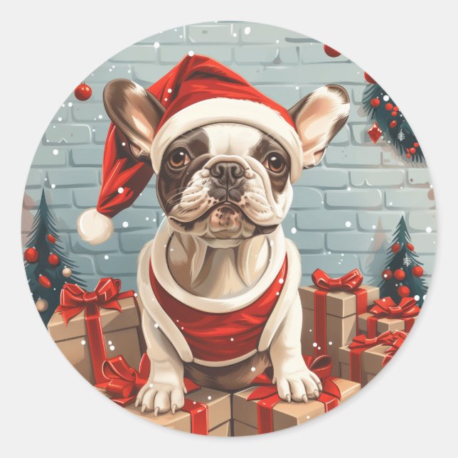 Adesivo Cachorro Papai noel francês de Natal (Frente)