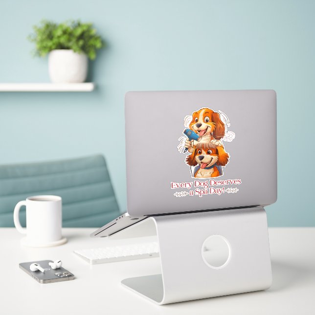Adesivo Cachorro para um Cachorro de Cachorro (Laptop na mesa)