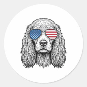 Adesivo Cachorro Patriótico com Óculos de Sol de Bandeira