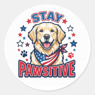 Adesivo Cachorro Patriótico Golden Retriever "Fique Pawsit