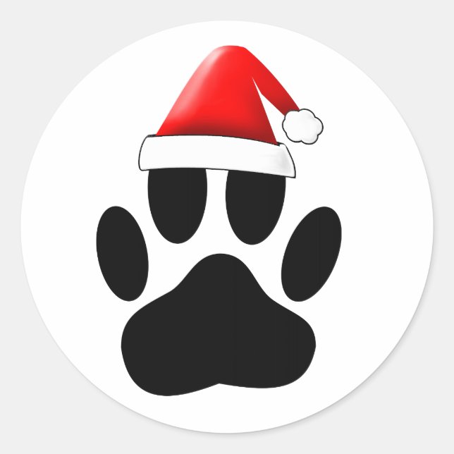 Adesivo Cachorro Pawprint Santas Hat (Frente)