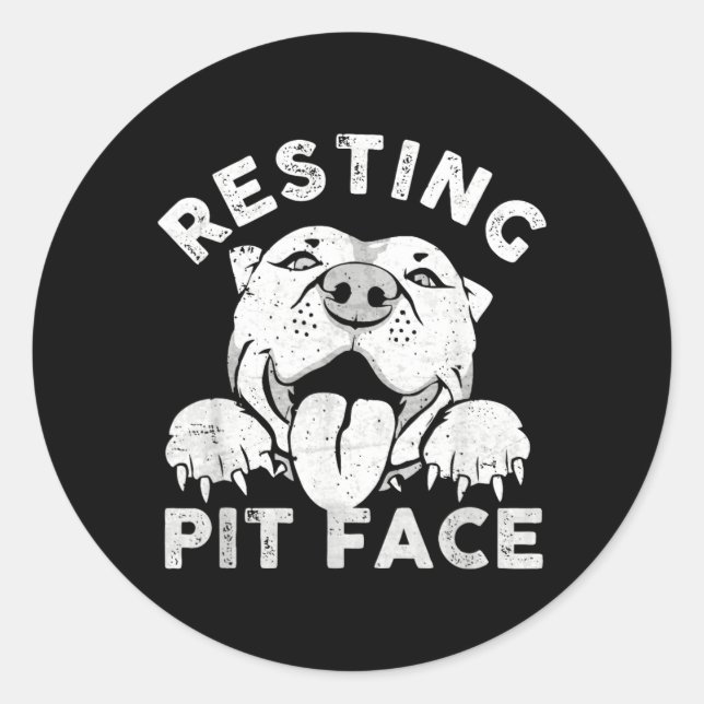 Adesivo Cachorro Pitbull Descansando Rosto de Pit Humor Sa (Frente)